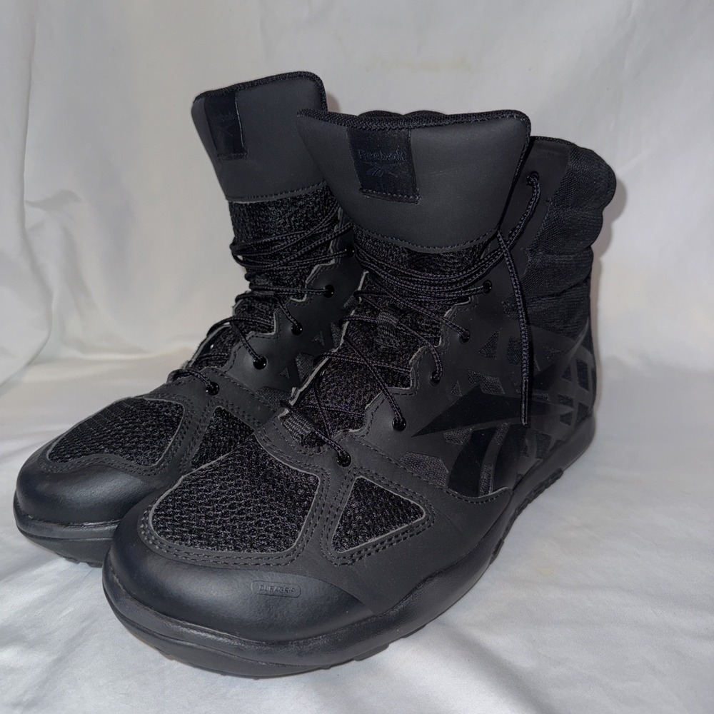 REEBOK NANO TACTICAL 6" SIDE ZIP DUTY BOOTS BLACK RB7120 Size‎ 10.5 M